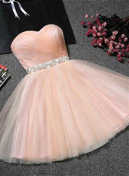 Picture of Lovely Cute Pink Sweetheart Homecoming Dresses with Belt, Short Prom Dresses